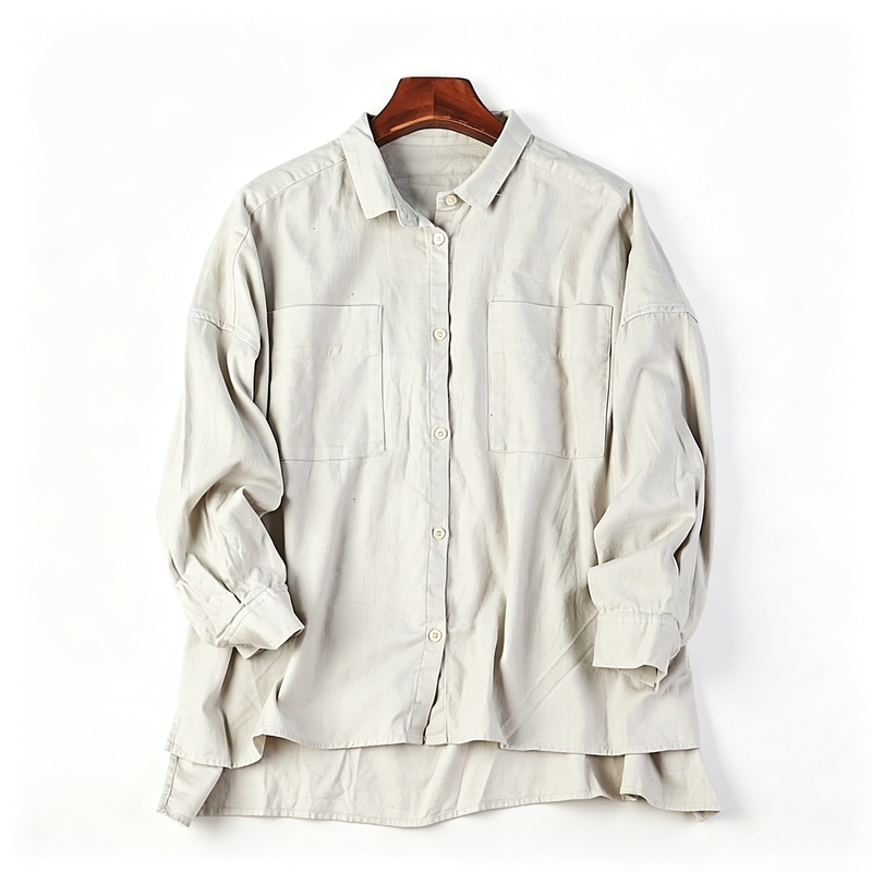 Japanese-Style Loose Fit Long-Sleeve Shirt for Women H86585 Spring and Autumn Turn-Down Collar Single-Breasted Casual Cardigan Jacket Japanese-Style Loose Fit Long-Sleeve Shirt for Women H86585 Spring and Autumn Turn-Down Collar Single-Breasted Casual Cardigan Jacket