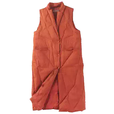 60437 autumn and winter New V collar single-breasted fashion warm long version 90 white duck down jacket vest women coat 1219