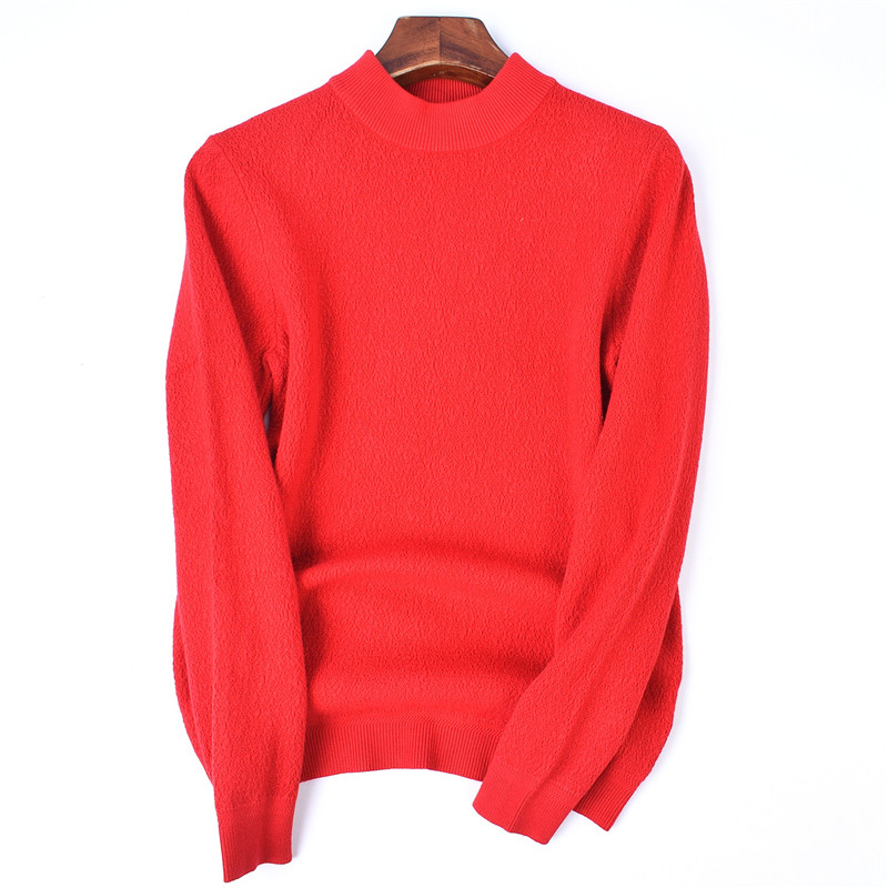66726 Spring, autumn and winter new products for men and women half turtleneck pullovers fashion casual trendy red knitted sweaters 42