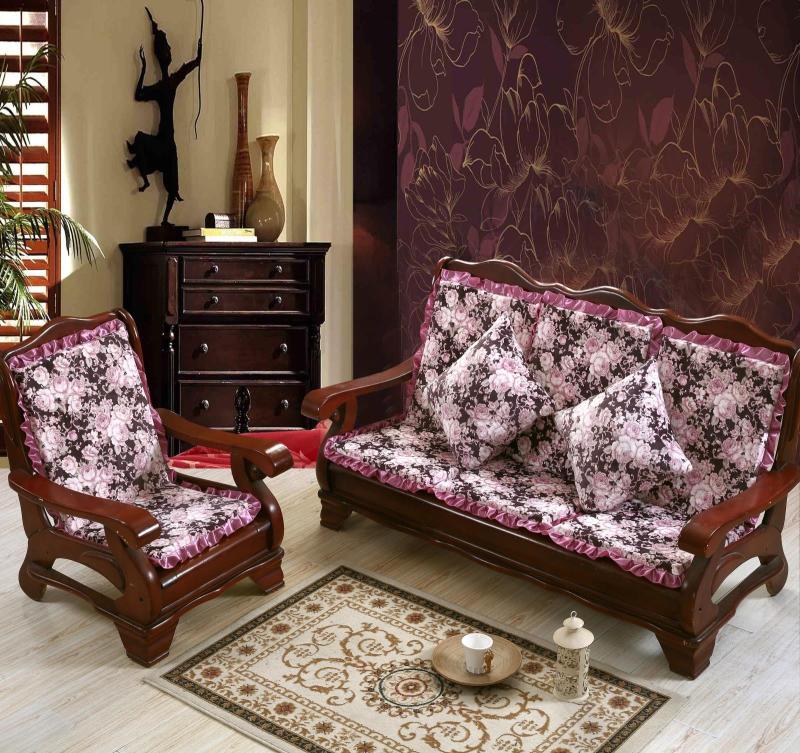 Mùa đông dày đệm sofa gỗ với lưng ghế sofa gỗ gụ ba chỗ đệm một miếng đệm gỗ chống trượt đệm cho ghế gỗ