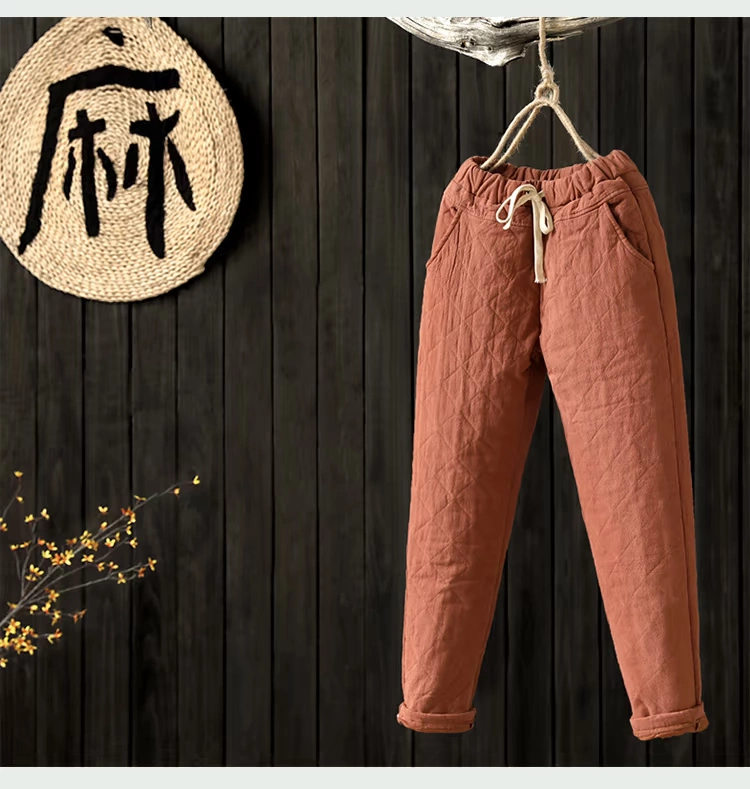 [Giải phóng mặt bằng vào cuối mùa 2 miếng nửa giá] quần cotton nữ cotton và vải lanh dày chân thoải mái co giãn eo harem quần