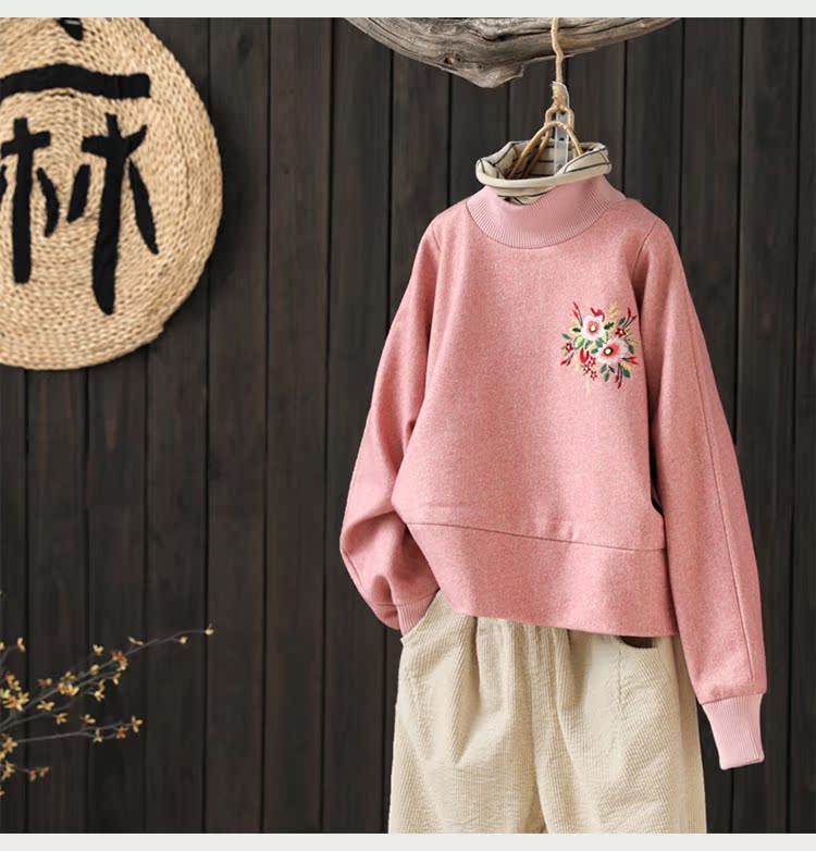 [Kết thúc giải phóng mặt bằng 2 mảnh và một nửa giá] Áo thêu cổ cao nửa phần ngắn giống như áo len mẫu áo khoác lông nữ đẹp