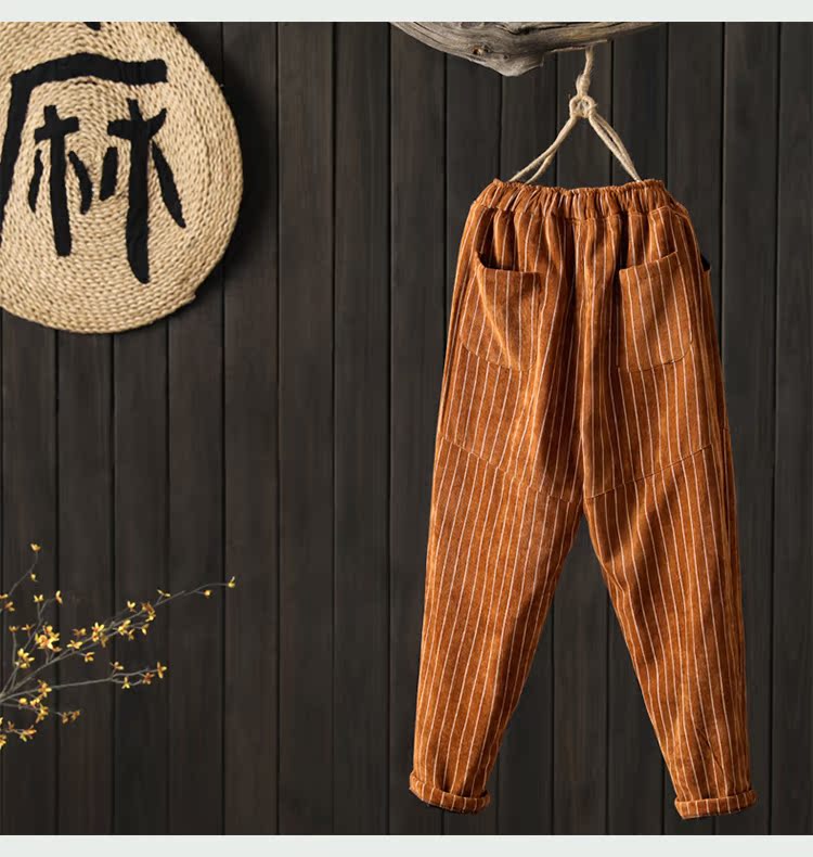 [Kết thúc giải phóng mặt bằng 2 mảnh rưỡi giá] quần nhung kẻ sọc rộng, quần cotton dày, quần thun nữ thắt lưng quần áo nữ