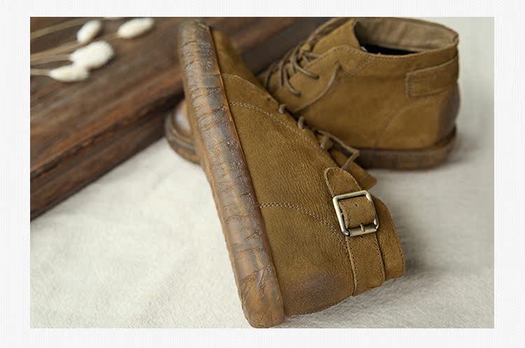 [Giải phóng mặt bằng vào cuối mùa 6,8 lần cho một mảnh] dây đeo đầu tròn giày da cao gót màu rắn hoang dã cộng với giày nữ nhung giày boot nữ cổ cao