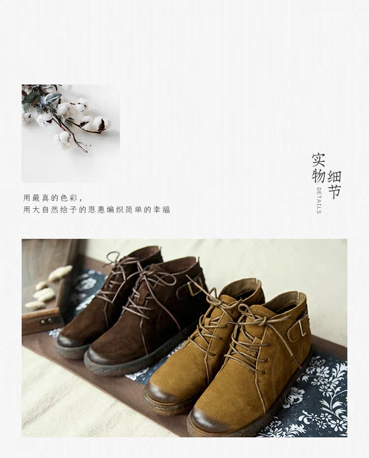 [Giải phóng mặt bằng vào cuối mùa 6,8 lần cho một mảnh] dây đeo đầu tròn giày da cao gót màu rắn hoang dã cộng với giày nữ nhung giày boot nữ cổ cao