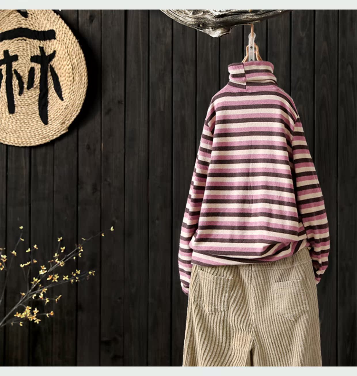 [Giải phóng mặt bằng vào cuối mùa 2 giá nửa] áo thun cổ cao cao mùa thu và mùa đông rộng kích thước áo sơ mi hoang dã mới áo khoác len mỏng