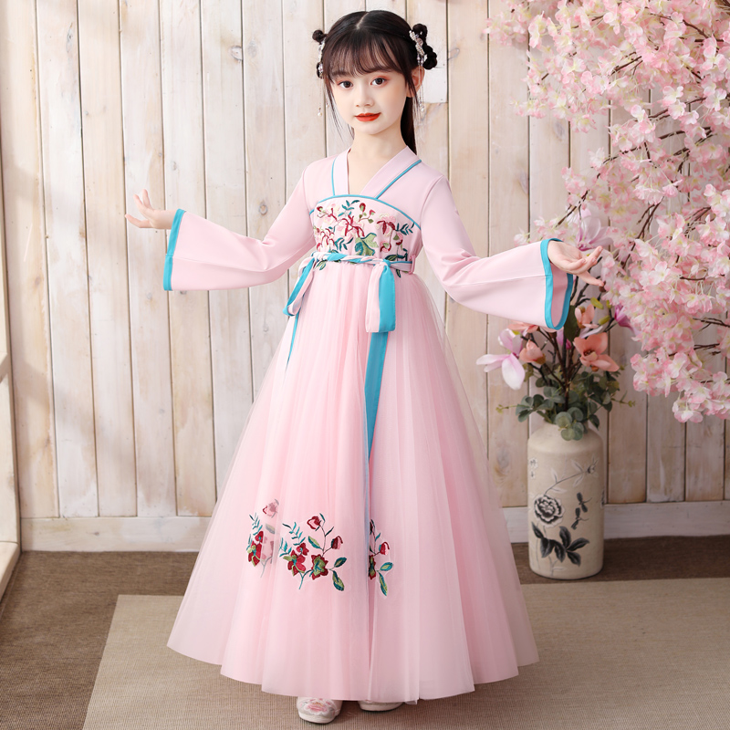 Girls Hanfu Autumn Costume Children's Costume Skirt Super Xian Tang Dress Little Girl Chinese Style Dress Autumn