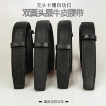 Genuine leather unspearheaded mens belt male automatic buckle waist belt neck pants with mens head layer pure cow leather belt strip