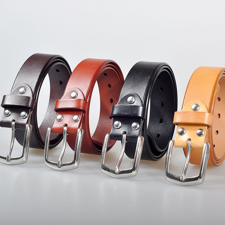 Qianyi leather pure handmade beveled belt Tuscana imported head layer stainless steel buckle belt new