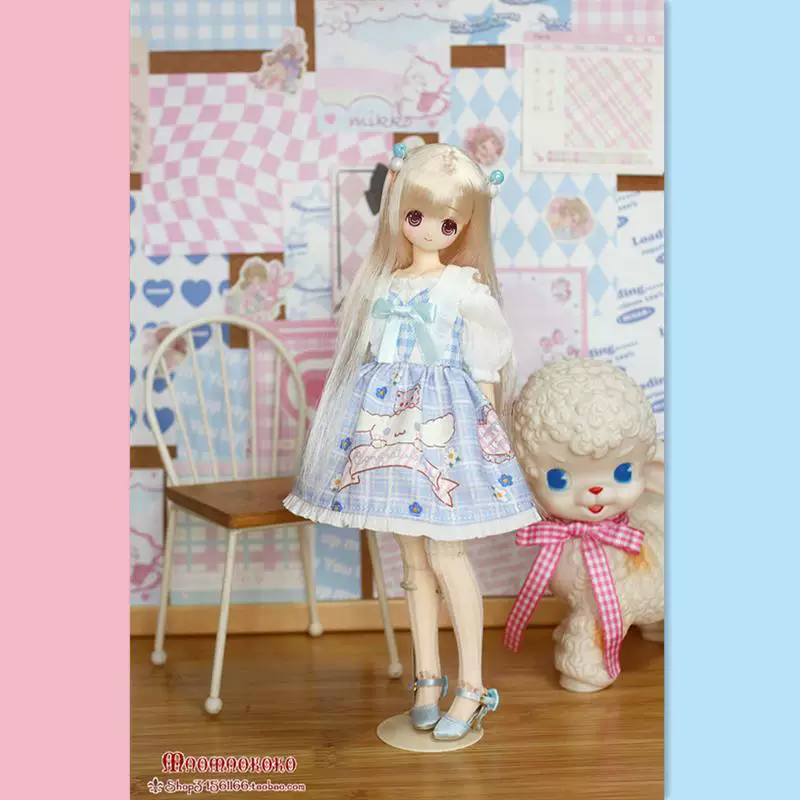 [Кошачье гнездо] azone1/6 маленькая тканевая Licca.ob водорастворимый милый коричневый пес платье детская одежда набор