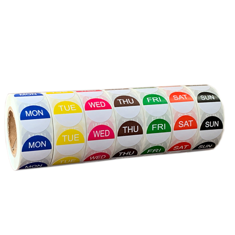 English Weekly Label Stickers, Weekly Label Distribution Box, Time Strip Stickers, Hotel Food Expiration Date Management Labels