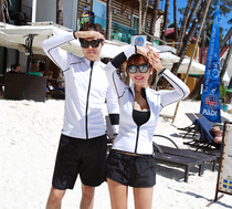 South Korean new couple white long sleeve sunscreen surf sports elastic flat angle pants diving suit conservative swimsuit