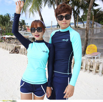 South Koreas new couple long sleeve sunscreen surf suit tight and thin Conservative belly quick-dry snorkeling jellyfish suit swimsuit
