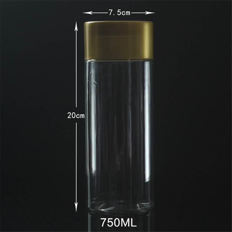 750ml Pet Transparent Plastic High-Capacity Easy-Open Food-Grade Packaging Jar Bottle Sealed Storage Container for Grains and Cereals