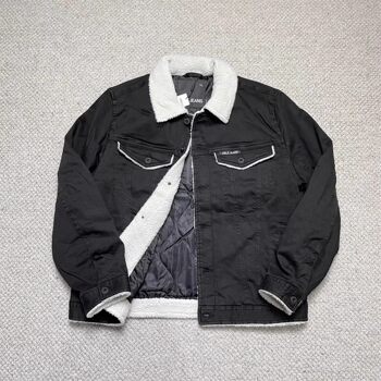 Unisex Able Jeans Fur Collar Quilted Denim Jacket Cotton Coat 761072-326