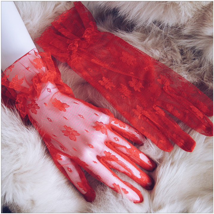 Liyuan wedding gloves Bridal lace elegant short driving gloves Women's summer thin sexy photography promotion