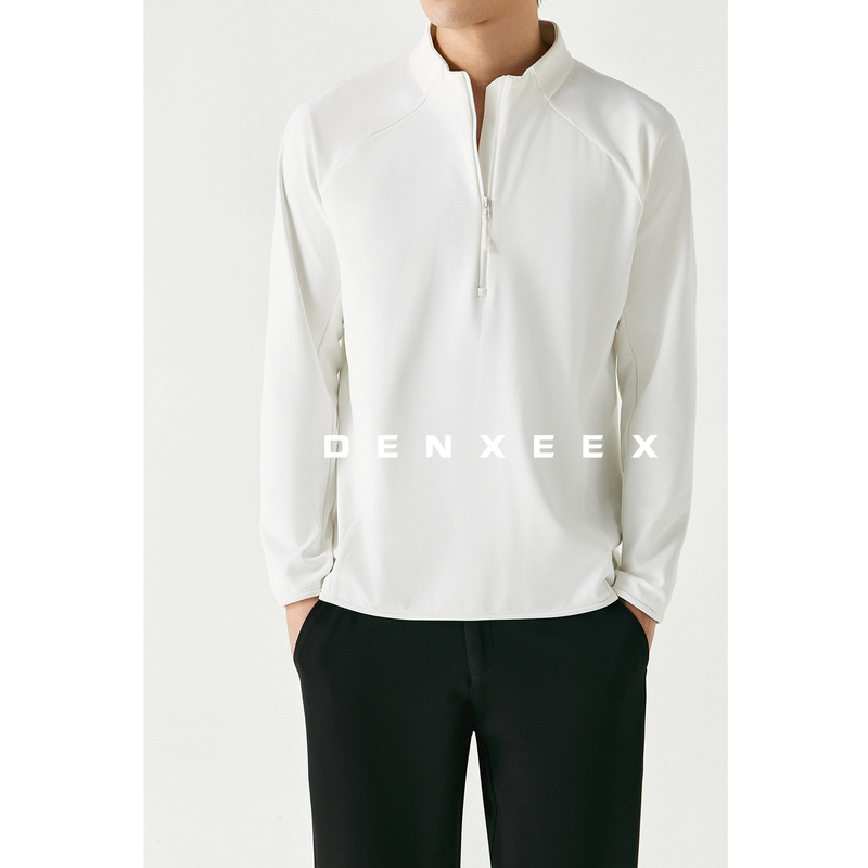 Lightweight and Seamless Golf Half-Zip Long-Sleeve Sweatshirt for Men, Outdoor Sports Elastic Stand-Up Collar Fleece Shirt for Autumn and Winter Lightweight and Seamless Golf Half-Zip Long-Sleeve Sweatshirt for Men, Outdoor Sports Elastic Stand-Up Collar Fleece Shirt for Autumn and Winter