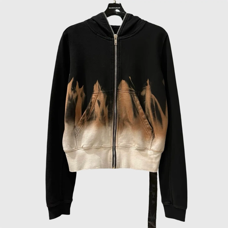 Dark Ro Style 2025 Spring and Autumn New Jacket Tie-Dye Flame Design Zipper Jacket Casual Versatile Sweatshirt