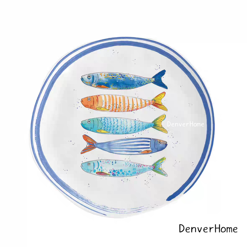 Tropical Fish Export Mediterranean-Style Hand-Made Ceramic Steak Plate Pasta Plate Dinner Plate Dessert Plate