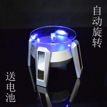 Silver high foot Solar Display LED with light gourd automatic rotating plate Jade display rack