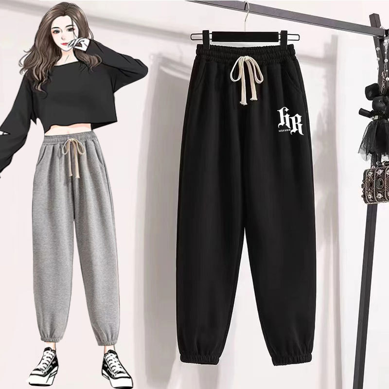 Plus-Size Women's Sports Pants for Autumn, Thin High-Waisted Loose Joggers, Slimming Casual Harem Sweatpants, Trendy