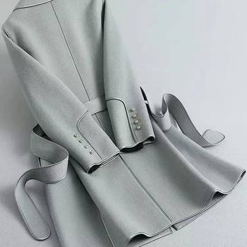 Wool woolen mid-length lady slimming style