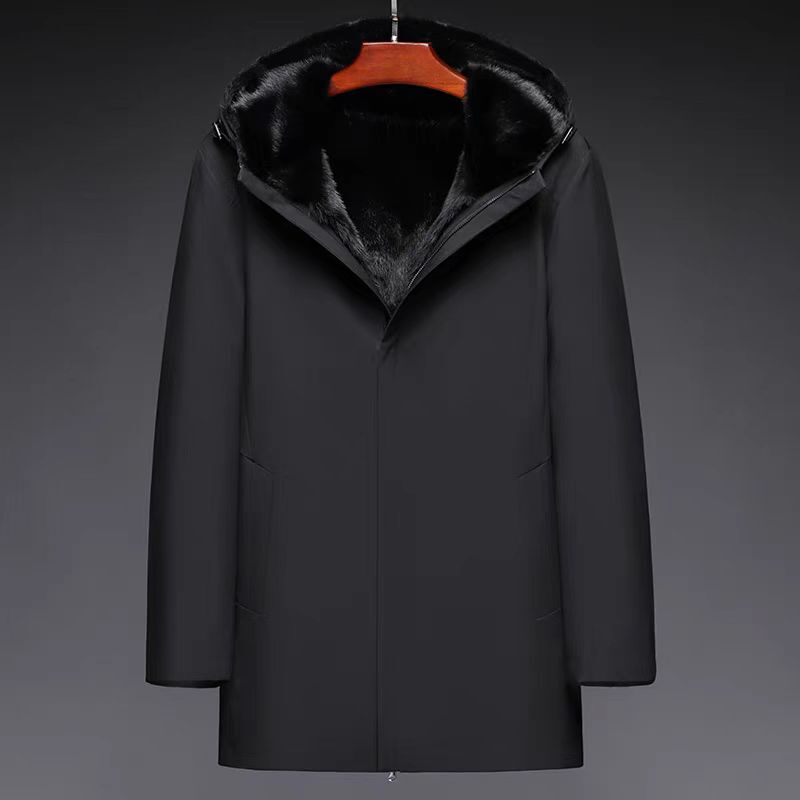 Men's Parka with Mink Fur Lining, Full Mink Fur Integrated Mid-Length Fur Coat, Genuine Leather Mink Fur Jacket for Middle-Aged and Elderly Men's Parka with Mink Fur Lining, Full Mink Fur Integrated Mid-Length Fur Coat, Genuine Leather Mink Fur Jacket for Middle-Aged and Elderly