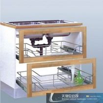 Factory direct 304 stainless steel kitchen basket kitchen rack double kitchen cabinet sink stainless steel pull basket