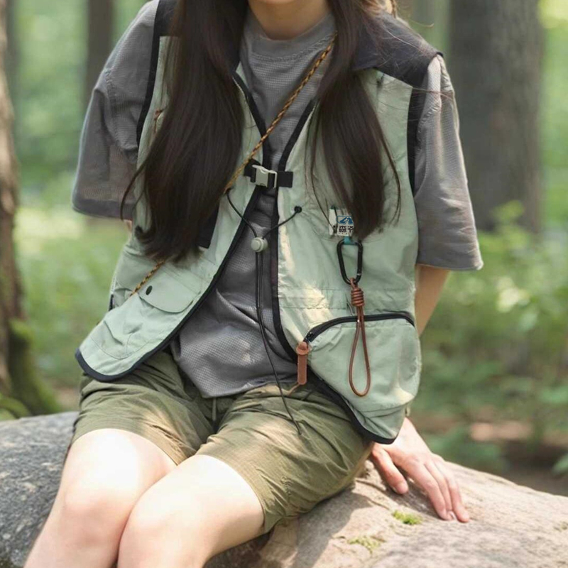 Mountain-Style Work Vest for Men, Summer Thin Retro Outdoor Casual Sports Style Couple Quick-Drying Short Jacket