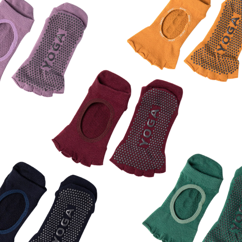 Open-toed yoga socks professional yoga socks summer five-finger non-slip female cotton Pilates sports beginners thin section