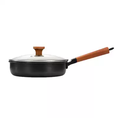 Uncoated cast iron pan Household multi-function deep frying pan Non-stick pan Steak frying pan thickened bottom iron pan