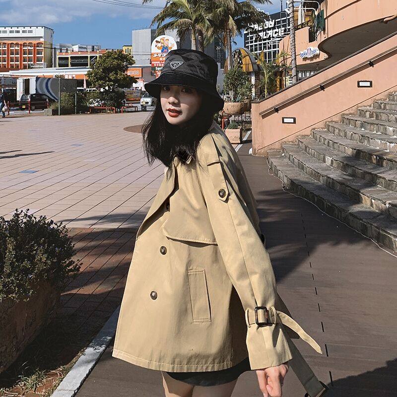 In autumn 2022, new double - row clothes short coat female thin slim and original loose - kha kha