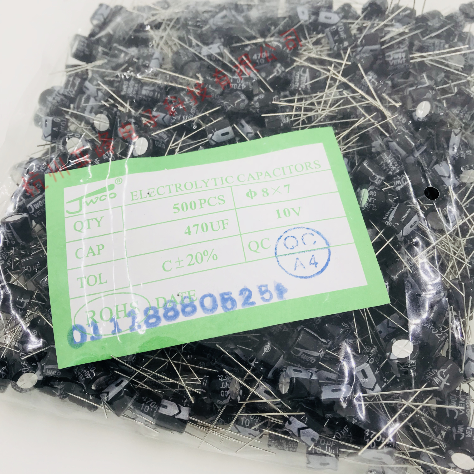 10V470UF 10V470UF 470UF10V 8 * 7 Dimensions -20% Precision a pack of 500 JWCO electrolytic capacitors