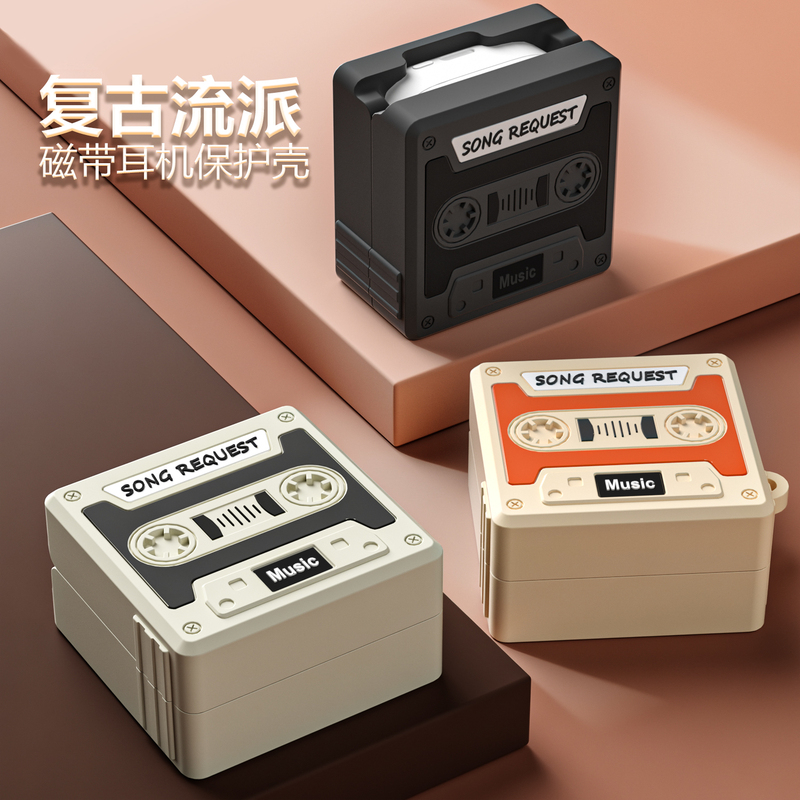 Suitable for Samsung Galaxy Buds4 Protective Case Earphone Box Buds4 Pro New Retro Protective Case Soft Silicone Case Buds4 Tape Player Style Earphone Case Liquid Silicone