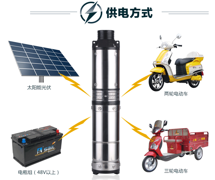 Solar stainless steel water pump 48V60V72V80V DC deep well pump 2 inch large flow high lift electric car