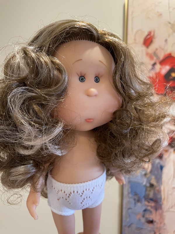 [in Stock] Spanish Authentic Potato Doll 30cm Brown-Gray Curly Hair with Highlights, Abundant Hair Volume