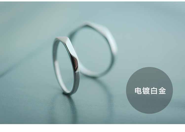Bạc 925 sterling Nhật Bản và Hàn Quốc đơn giản và đa năng tươi mới có thể là chữ đôi nhẫn ngón trỏ nhẫn nữ sinh viên nhẫn bạc nhẫn nam nhẫn đẹp