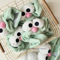 Korean personality mint big eyes hair band simple small green fresh hair band Sesame Street Velcro wash face