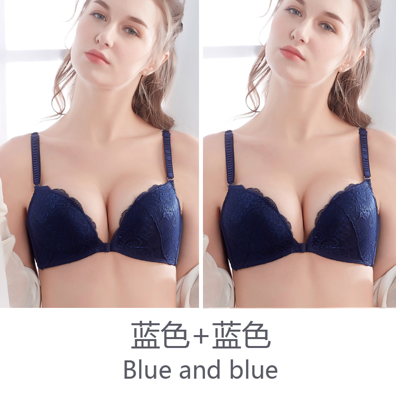 Mặt khóa vẻ đẹp sexy loại điều chỉnh thép-free phụ nữ nhẫn đồ lót tụ tập nhỏ ngực dày nhận vú trên ngực áo ngực ren mỏng.