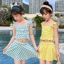 2021 new girls swimsuit split skirt new 4-7 years old childrens holiday two-piece swimsuit