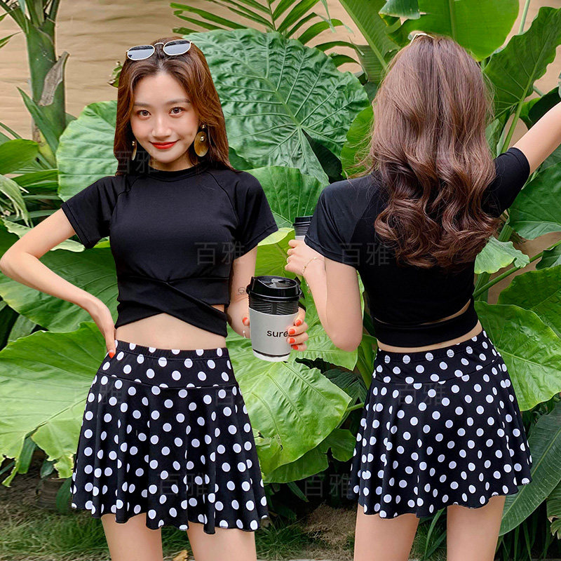 Two-style swimwear women's slim covered pork flat angle skirt-style bikini two sets of South Korea's summer spa swimsuit