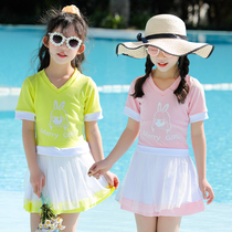 Sports style swimsuit split children two-piece flat corner 7-9-year-old cute girl Zhongtang hot spring girl swimsuit