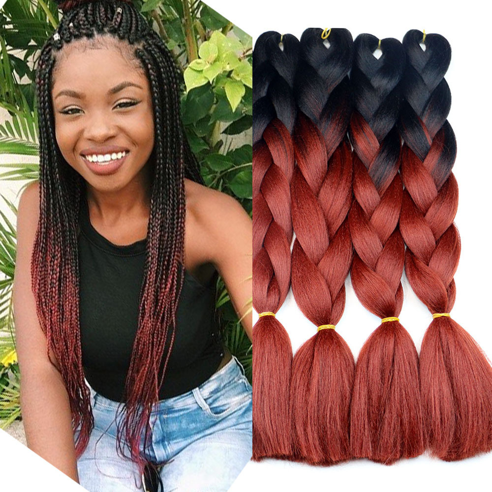 Dirty pigtail female black big pigtail synthetic hair reggae pigtail wig xpression omber braids