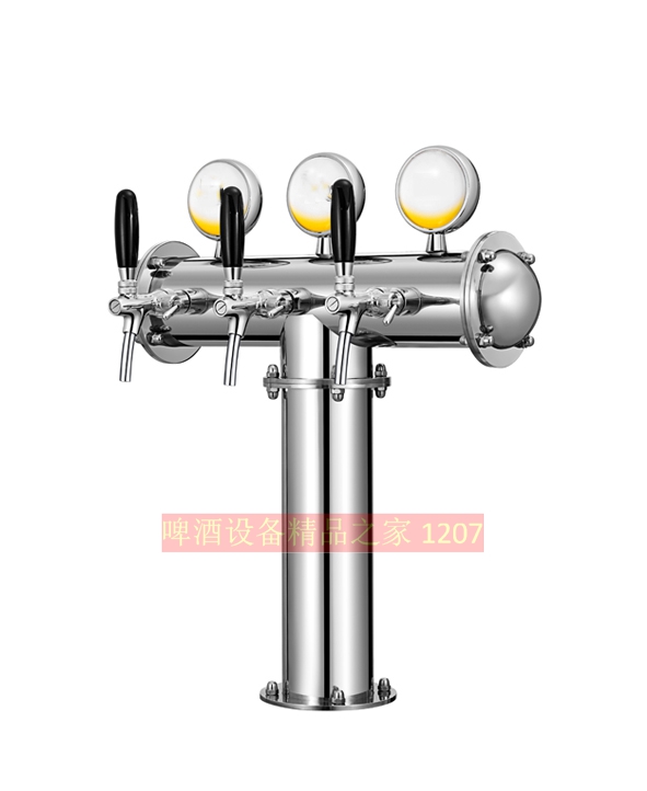304 stainless steel gold silver color ancient bronze color T type three-head wine column with LED light fish eyepeter machine wine column