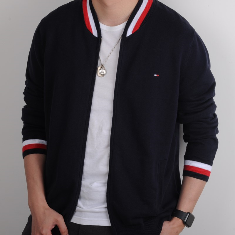 Tommy Hilfiger Men's Thick Cotton Zip-Up Cardigan Sweater Fashion Knitwear