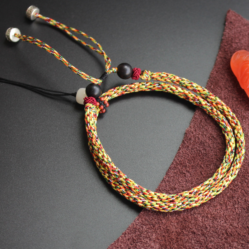 Hand Woven Thick male and female matching Yupei pendant end Meridian Rope Five Colorful Golden adjustable High-end Ping An buckle hanging rope