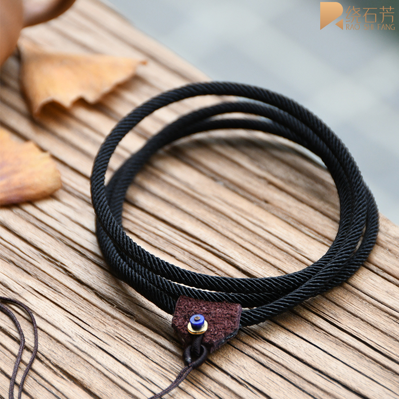 Men hung black rope with black hand skin head imported high-end pendant skeleton necklace cord simple