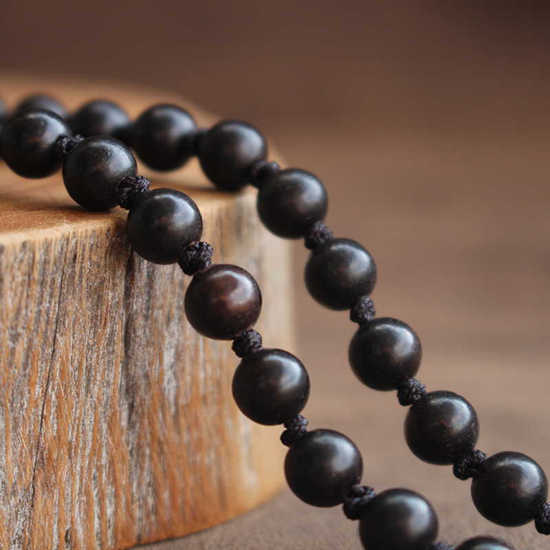 Ebony bead with rope necklace hand-woven jade brand beeswax men and women with rope necklace simple and durable can be launched