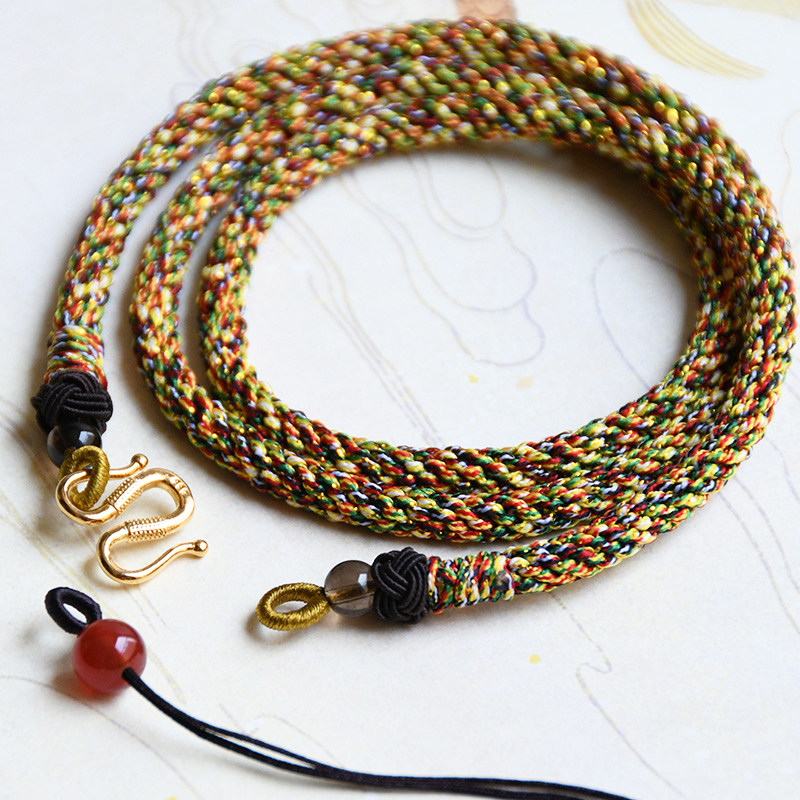 Coarse-style woven handmade high-end plum W silver buckle matching rope multifunction fit chain Five-color golden men Pendant Pendant
