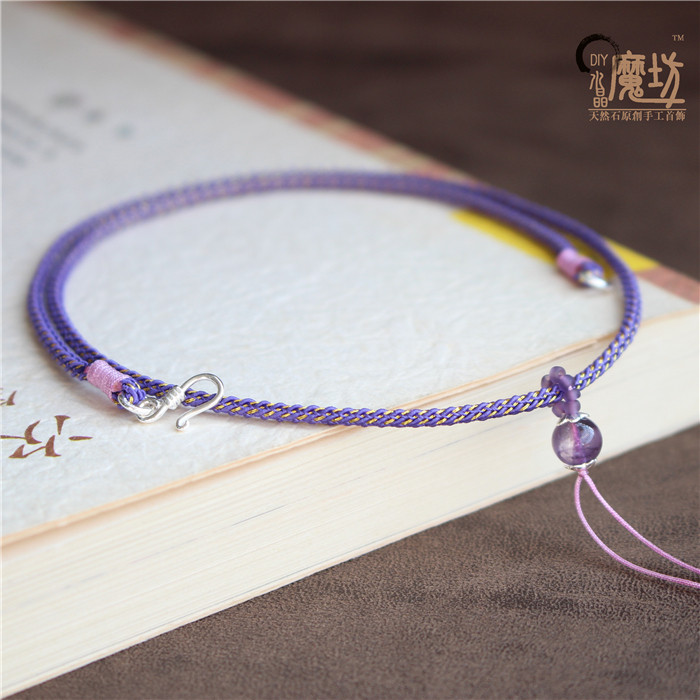 High-end simple small hole small pendant women's fine emerald pendant lanyard medium and short clavicle chain gold purple durable